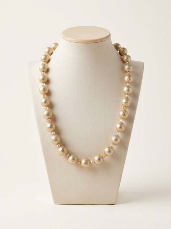 C Jewelry - C Logo Gold-Tone Metallic Bead Statement Necklace